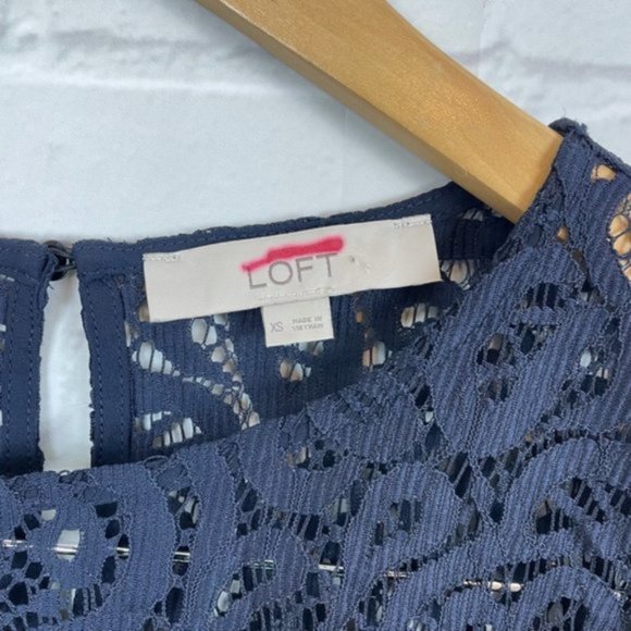 Ann Taylor LOFT Black Lace Blouse 3/4 Sleeve - Picture 4 of 4